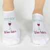 Funny no show custom printed golf socks makes a perfect pairing for wine and golf