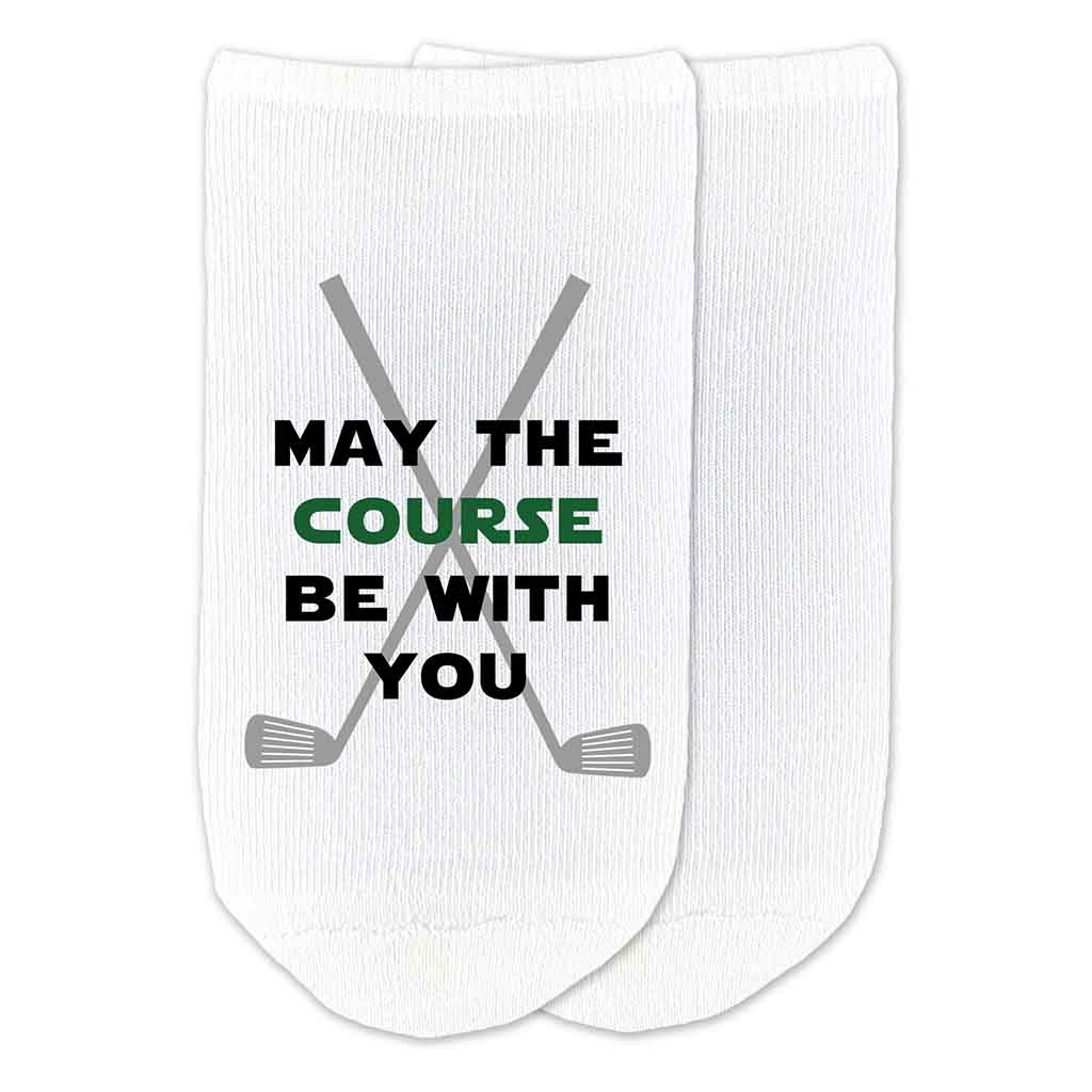 Custom no show socks digitally printed for a star wars golf lover theme