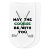 May the course be with you golf theme digitally printed on custom no show socks