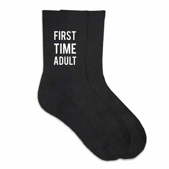 Custom crew socks digitally printed make a great gift for your first time adult