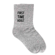 First time adult digitally printed on custom crew socks make a special gift for your graduating senior