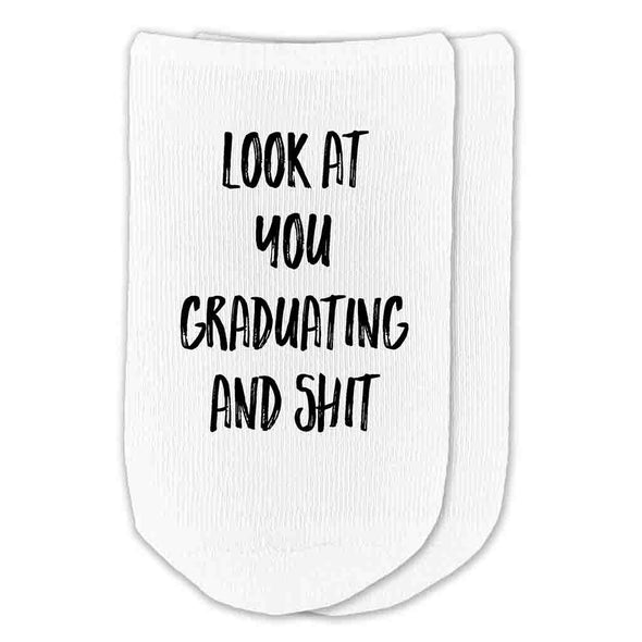 Look and you graduating and shxt custom digitally printed socks make a great gift idea