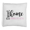 Gamma Phi Beta sorority name in sweet home design digitally printed on throw pillow cover.