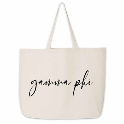 Gamma Phi Beta sorority nickname digitally printed on canvas tote bag is a great gift for your sorority sister.