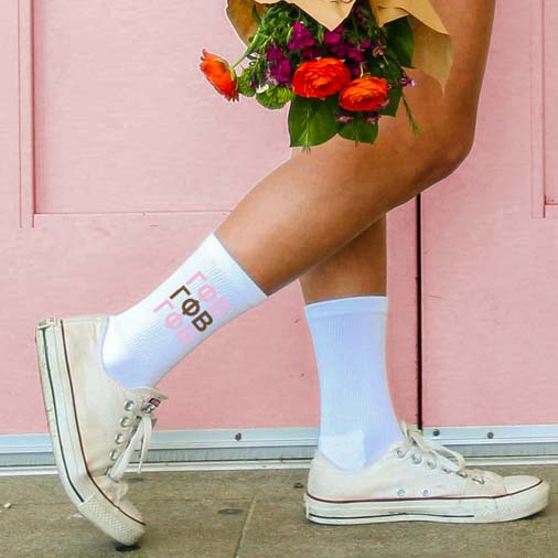 Sorority Greek Letter Crew Socks in Sorority Colors - licensed vendor for all 26 NPC sororities