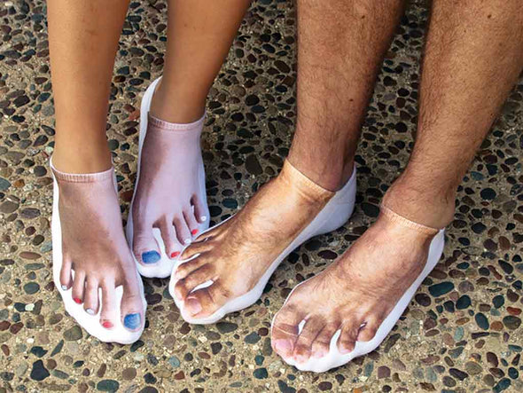 Comfy cotton no show socks custom printed with goofy feet