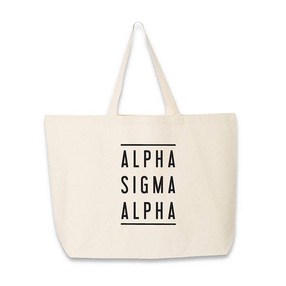 Alpha Sigma Alpha printed on a natural cotton canvas tote