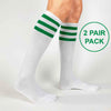 Green cotton striped knee high socks for women are on sale with savings order 60%