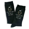 Funny personalized wedding day socks for the groom custom printed and personalized with your wedding date.