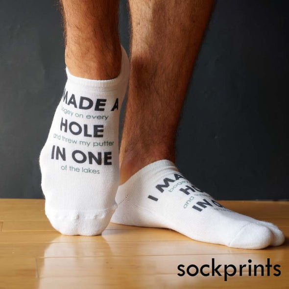 Hole In One Funny No-Show Golf Socks for Him or Her