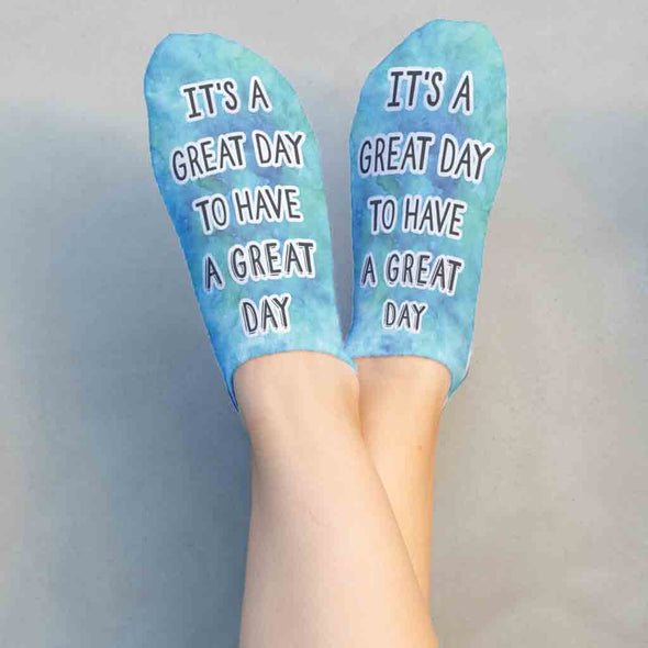 Comfy cotton no show socks custom printed with inspirational quote and tie dye design.