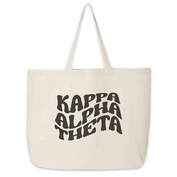 Kappa Alpha Theta digitally printed simple mod design on roomy canvas sorority tote bag.