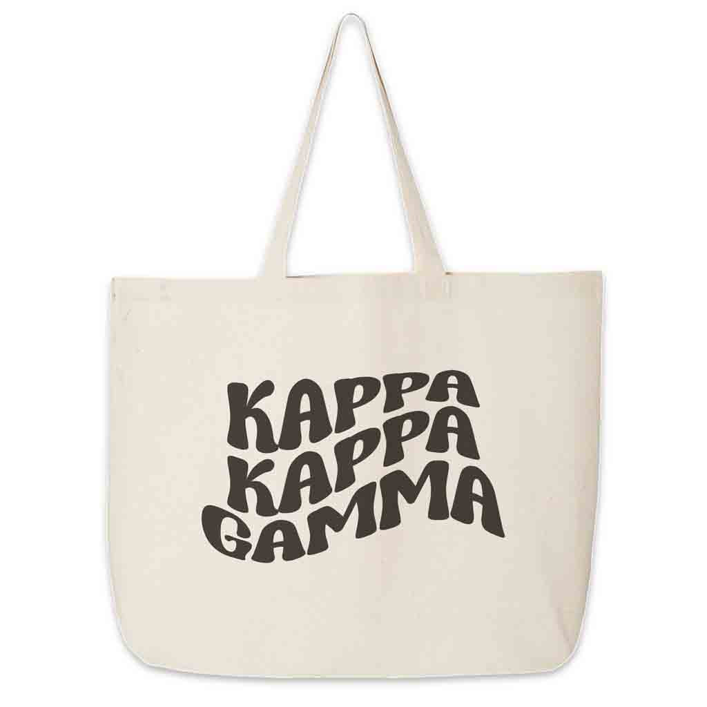 Kappa Kappa Gamma digitally printed simple mod design on roomy canvas sorority tote bag.