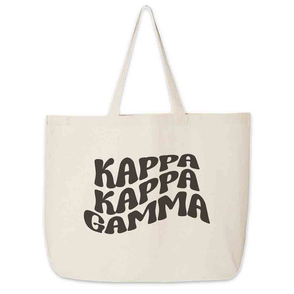 Kappa Kappa Gamma digitally printed simple mod design on roomy canvas sorority tote bag.