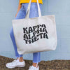 Kappa Alpha Theta digitally printed simple mod design on roomy canvas sorority tote bag.