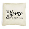 Sweet home Kappa Alpha Theta custom throw pillow cover digitally printed on white or natural cover.