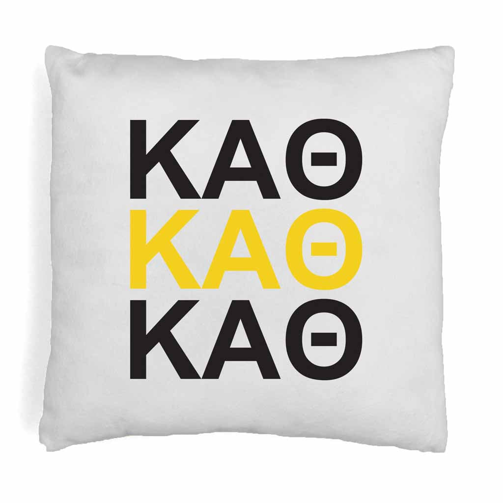 Kappa Alpha Theta sorority letters digitally printed in sorority colors on throw pillow cover.