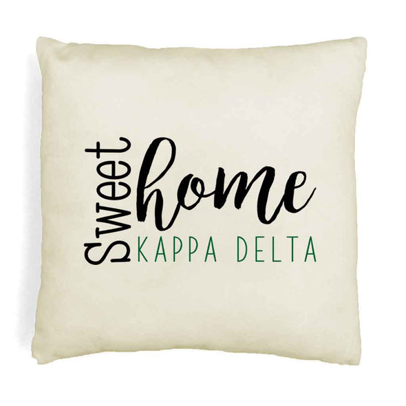 Sweet home Kappa Delta custom throw pillow cover digitally printed on white or natural cover.