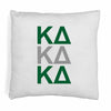 Kappa Delta sorority letters digitally printed in sorority colors on throw pillow cover.