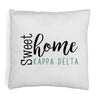 Kappa Delta sorority name in sweet home design digitally printed on throw pillow cover.