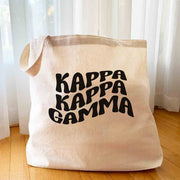 Kappa Kappa Gamma digitally printed simple mod design on roomy canvas sorority tote bag.