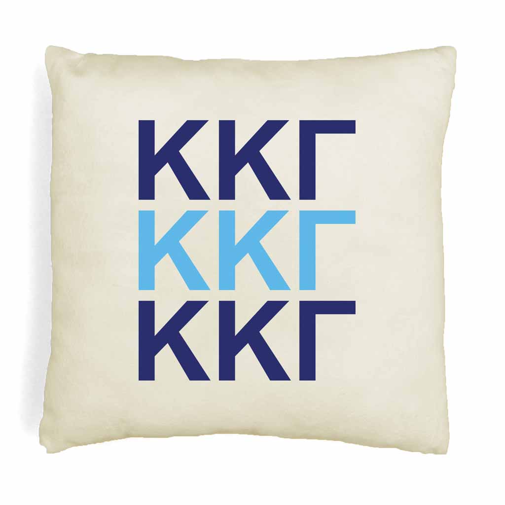 KKG sorority letters in sorority colors printed on throw pillow cover is a stylish gift.