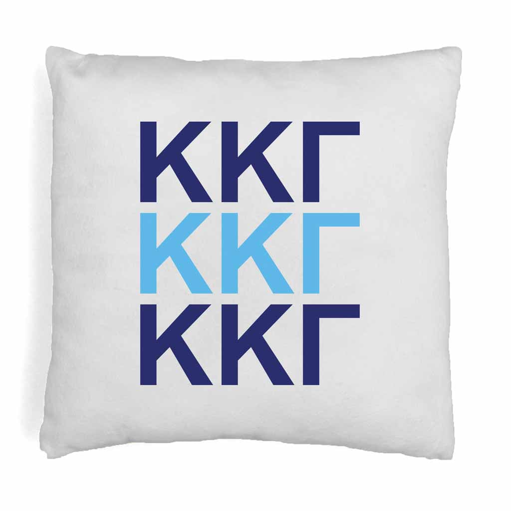 Kappa Kappa Gamma sorority colors X3 digitally printed in sorority colors on white or natural cotton throw pillow cover.