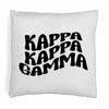 Kappa Kappa Gamma sorority name in mod style design digitally printed on throw pillow cover.