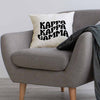 KKG sorority name in mod style design custom printed on white or natural cotton throw pillow cover.