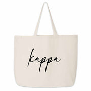 Kappa roomy canvas tote bag custom printed with sorority nickname makes a great college carry all.