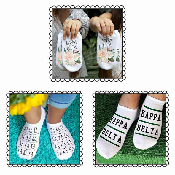 Kappa Delta sorority 3 pairs of socks gift set for bid day and chapter orders