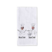 Kitchen towel custom printed head chef and sous chef design with your own photo digitally printed.