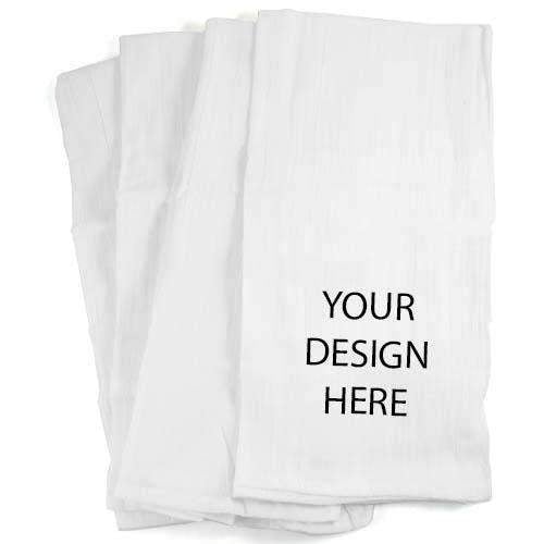 Design your own kitchen towels with text or images or photos to be custom printed on white kitchen towel.