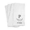 Kitchen towel custom printed with fork and spoon design and personalized with your initial and name.