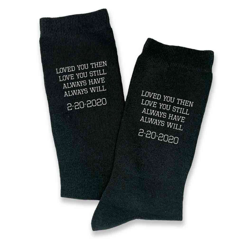 Custom printed two year cotton anniversary gift idea custom printed cotton socks personalized for your special day