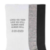 Personalized wedding anniversary custom printed socks personalized with your wedding date.