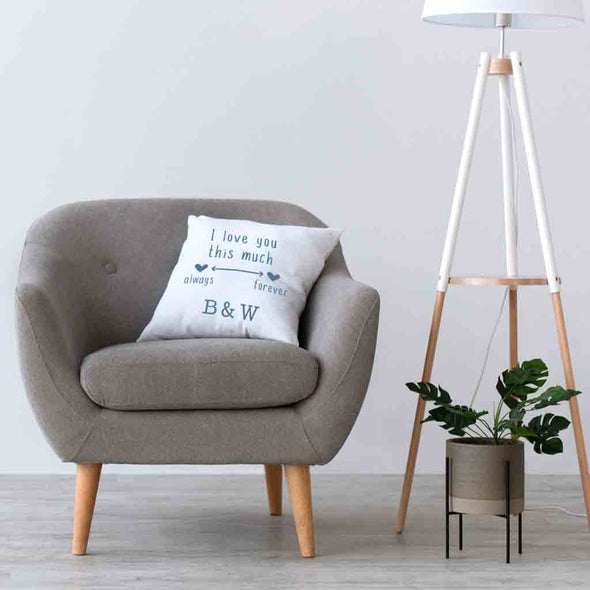 Always and forever design digitally printed with I love you this much and your initials.