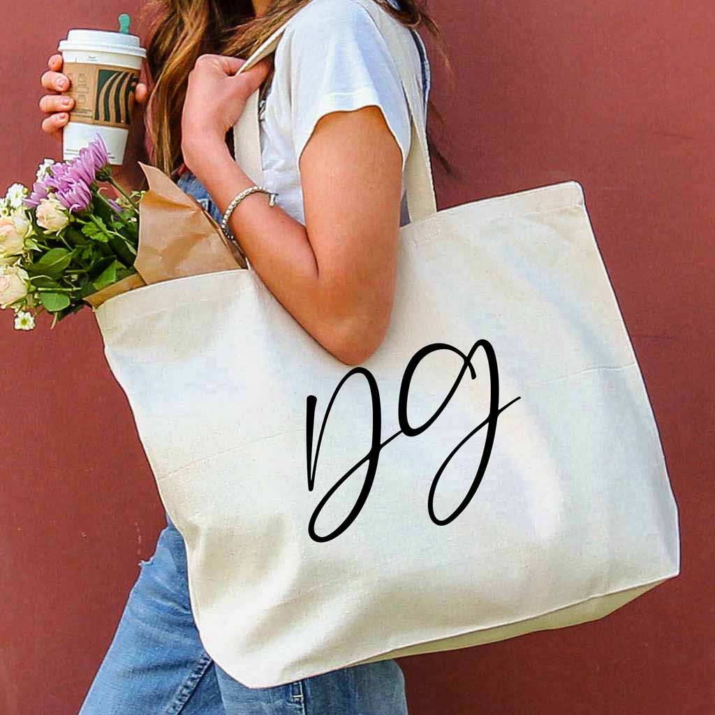 DG sorority nickname custom printed on roomy canvas tote bag is a great accessory for your college years.