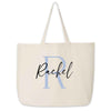 Roomy canvas tote bag for the bridal party personalized with your name and monogram.