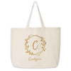 Super cute canvas tote bag for the bridal party personalized with your name and monogram initial.