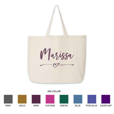 Bridal Party Tote Personalized with a Stylized Name – Sockprints