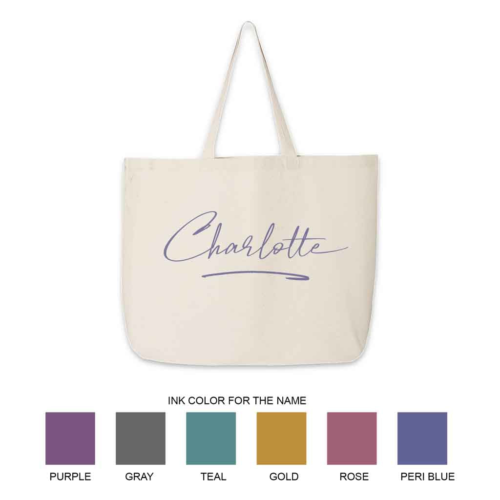 Bridal Party Tote Personalized with a Stylized Name – Sockprints