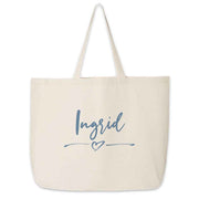 Cute canvas tote bag for the bridal party personalized with your name.