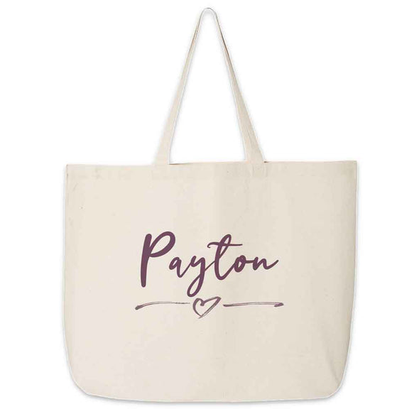 Canvas tote bag personalized with your name makes a fun bridal party gift.