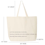 Tote bag sizing chart.