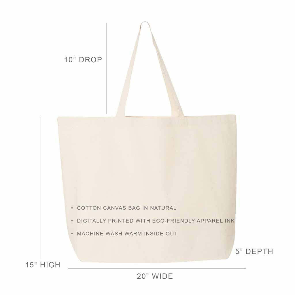 Roomy 100% cotton sorority canvas tote bag