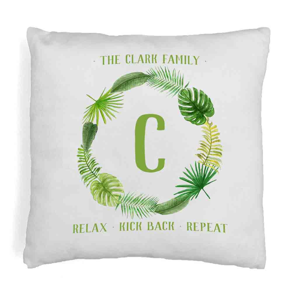 Personalized Accent Pillow Cover with a Tropical Leaf Design