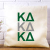 Kappa Delta sorority letters digitally printed in sorority colors on white or natural cotton throw pillow cover makes a great affordable gift idea.