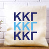 Kappa Kappa Gamma sorority letters digitally printed in sorority colors on white or natural cotton throw pillow cover makes a great affordable gift idea.
