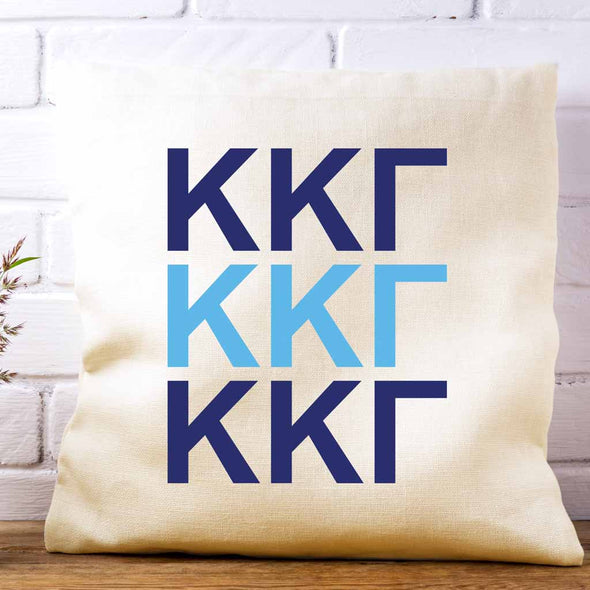 Kappa Kappa Gamma sorority letters digitally printed in sorority colors on white or natural cotton throw pillow cover makes a great affordable gift idea.